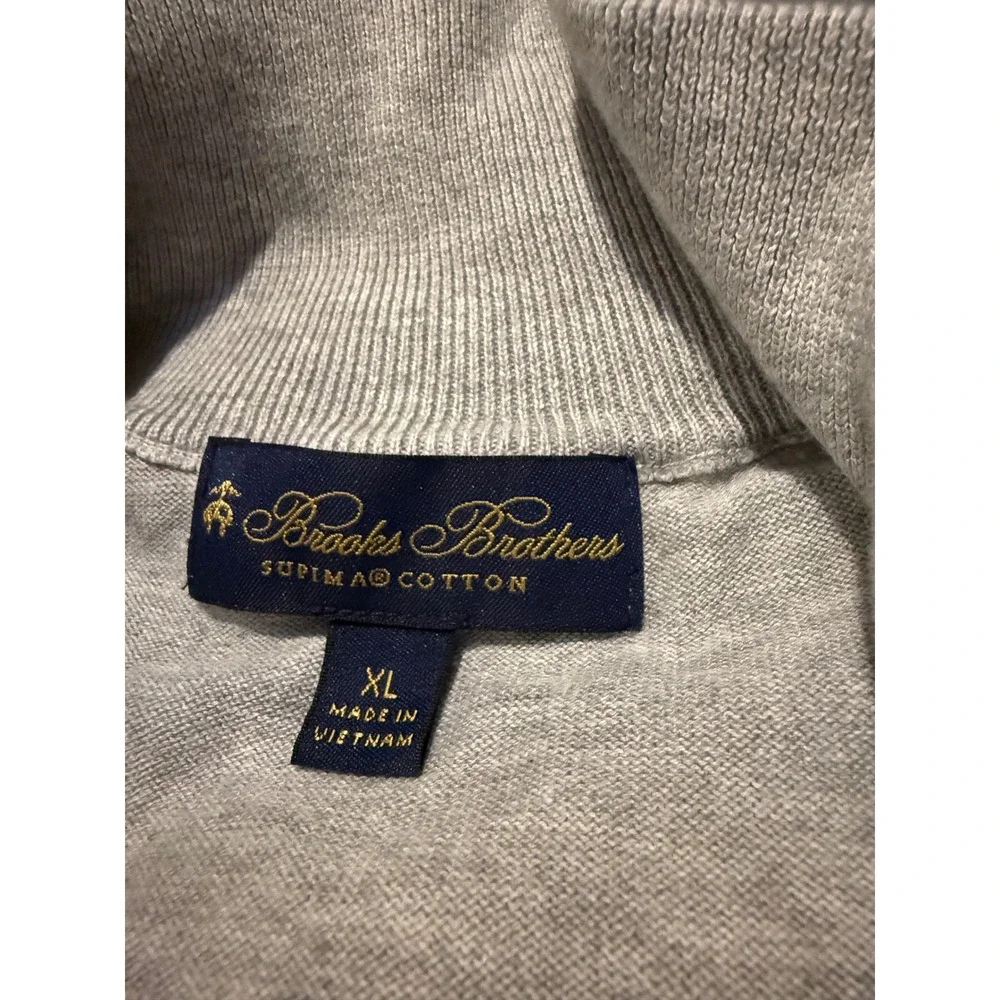 Brooks Brothers Mens XL Gray 100% Supima Cotton Quarter Zip Sweater Pullover